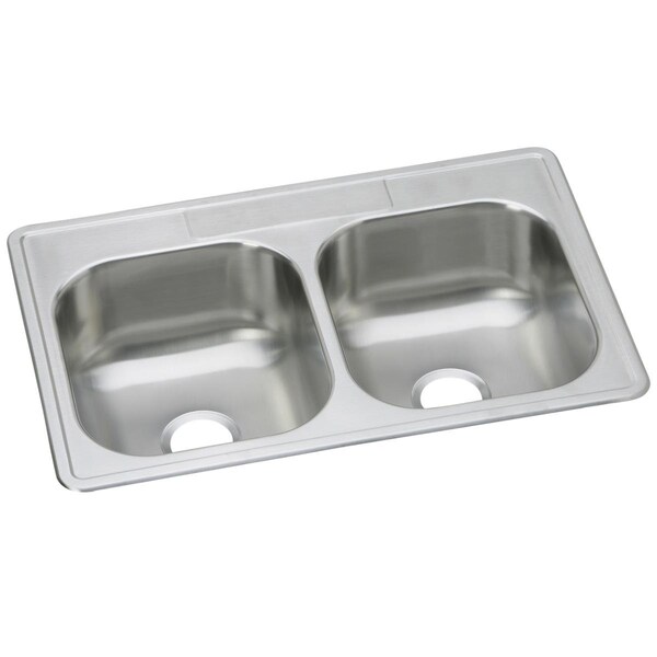 Dayton Stainless Steel 33 X 22 X 8-1/16 Equal Double Bowl Top Mount Sink